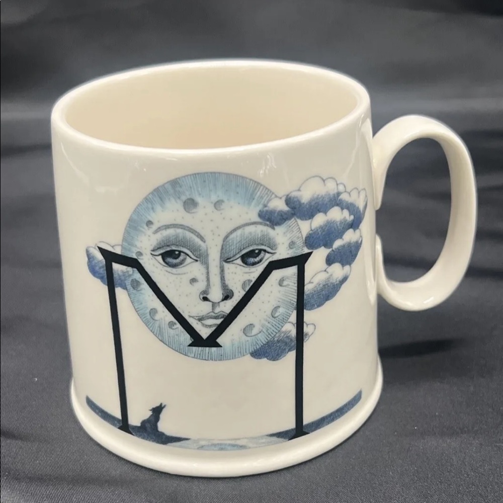M mug by Balducci for Anthropologie Wolf howling at Moon